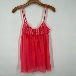 Victoria’s Secret Pink Cream Lace Trim Sheer Babydoll Slip Nightie